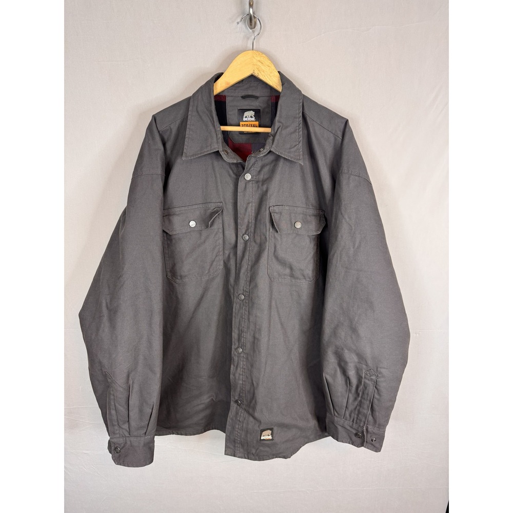 Berne Mens 3XL Grey Flannel‎ Lined Canvas Workwear Shirt Jacket SH71SLA